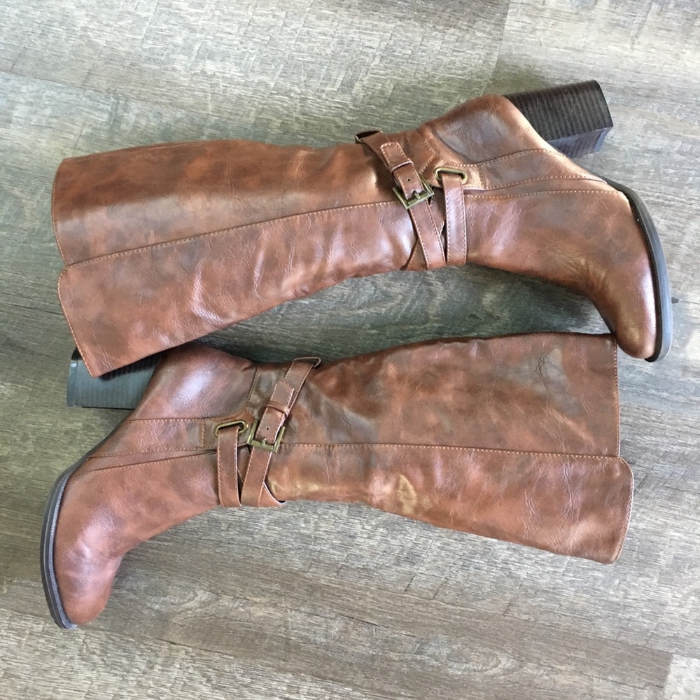 Nicole Avin knee High Brown Boots -SZ 6 - Picture 3 of 8